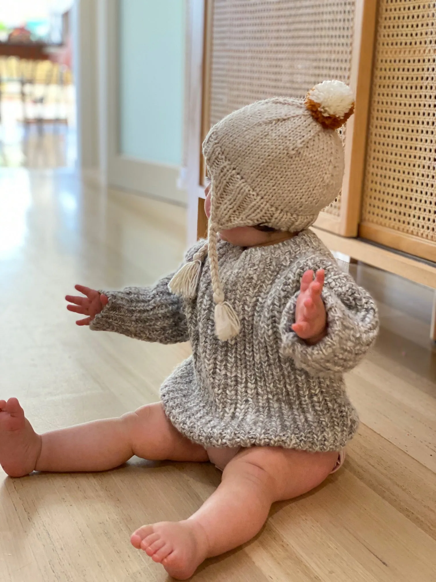 Sunrise Beanie & Mitten Set Oatmeal