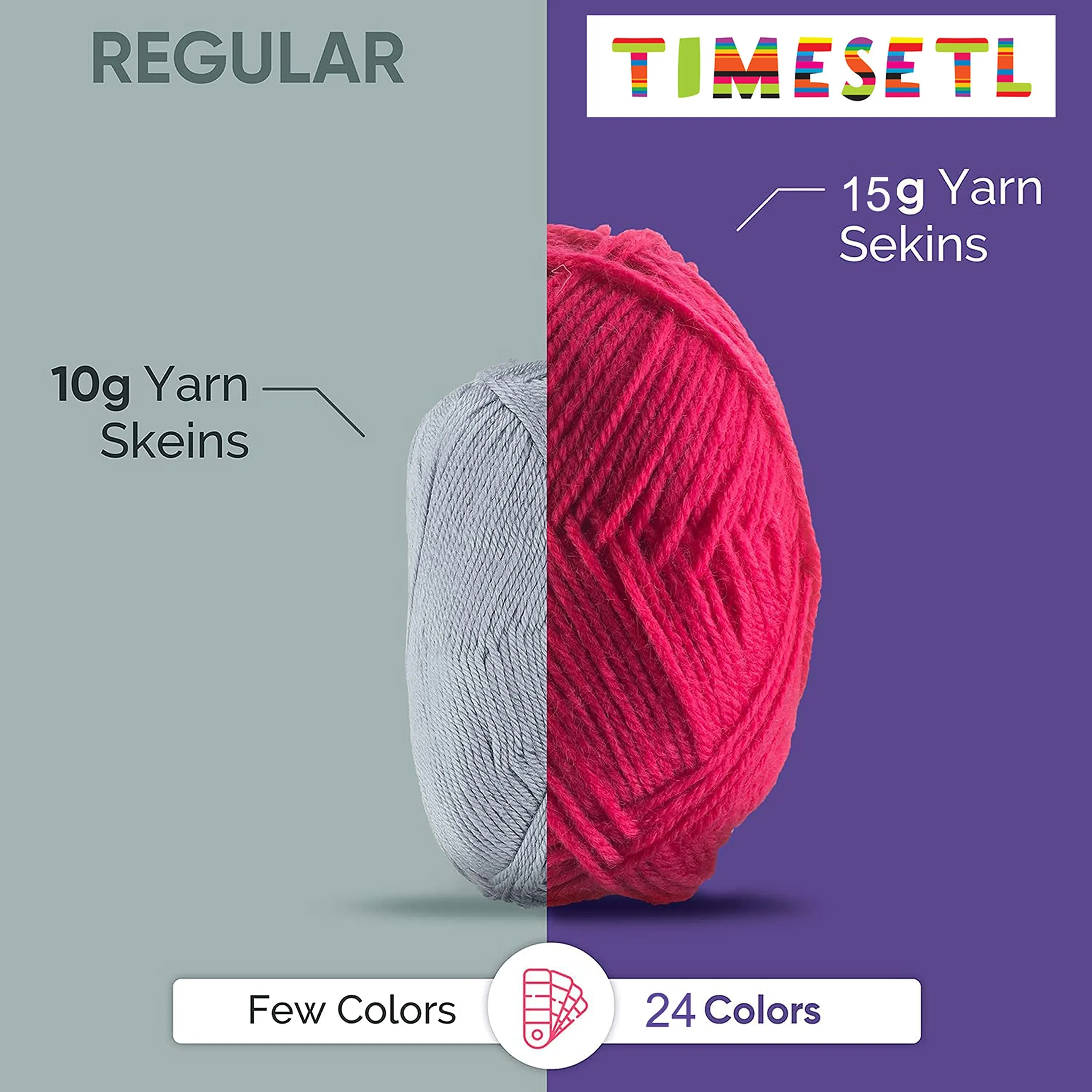 TIMESETL Acrylic Wool 4 Ply Yarn for Crochet and Knitting (Pack of 24, Multicolor)