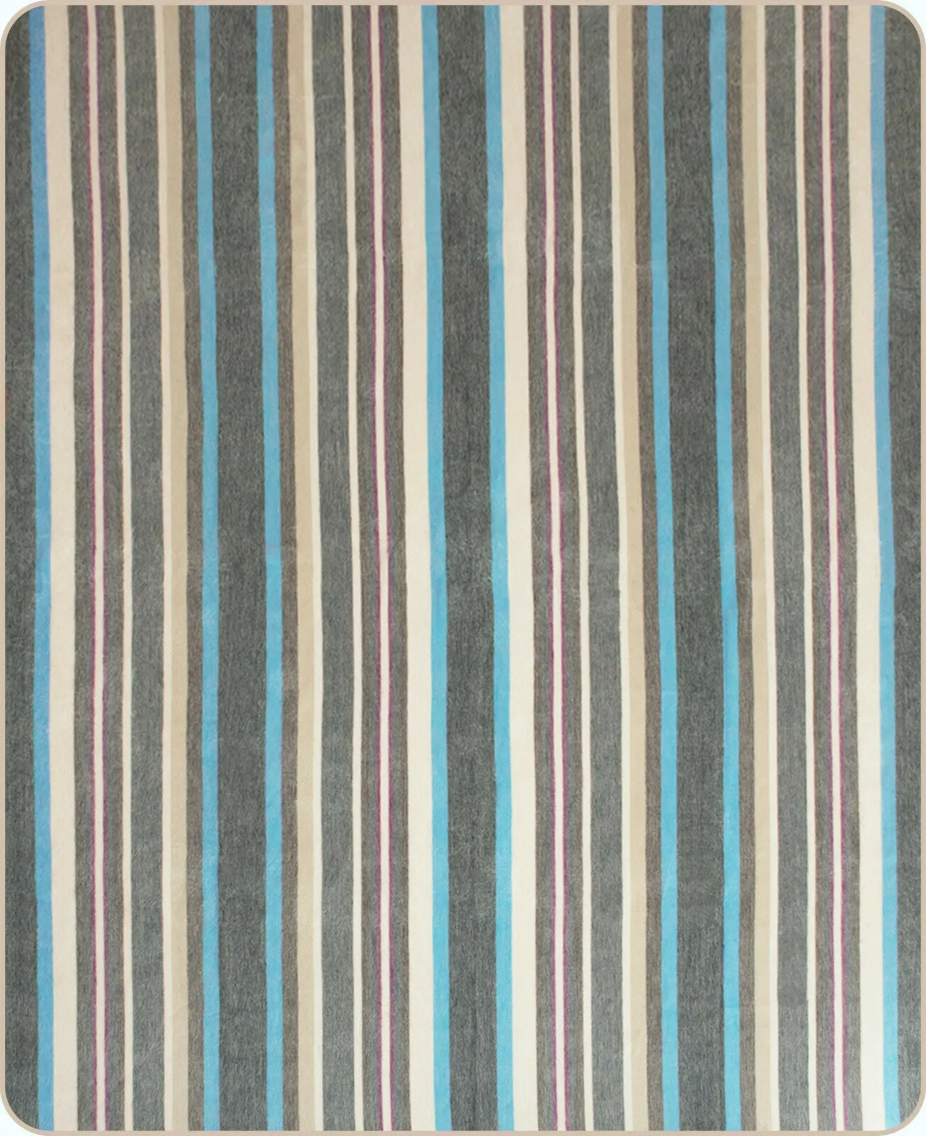 Ujucan - Baby Alpaca Wool Throw Blanket / Sofa Cover - Queen 95" x 66" - turquoise gray stripes pattern