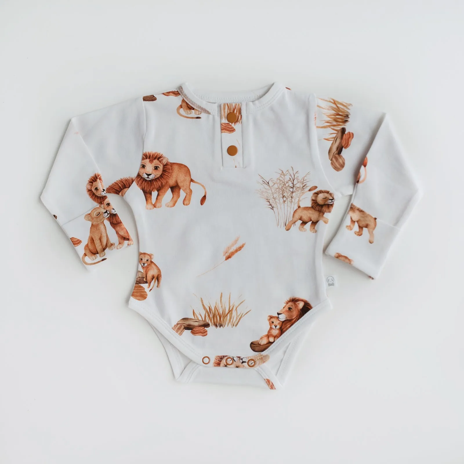 Unisex Organic-cotton Lion Bodysuit (Long-sleeved)