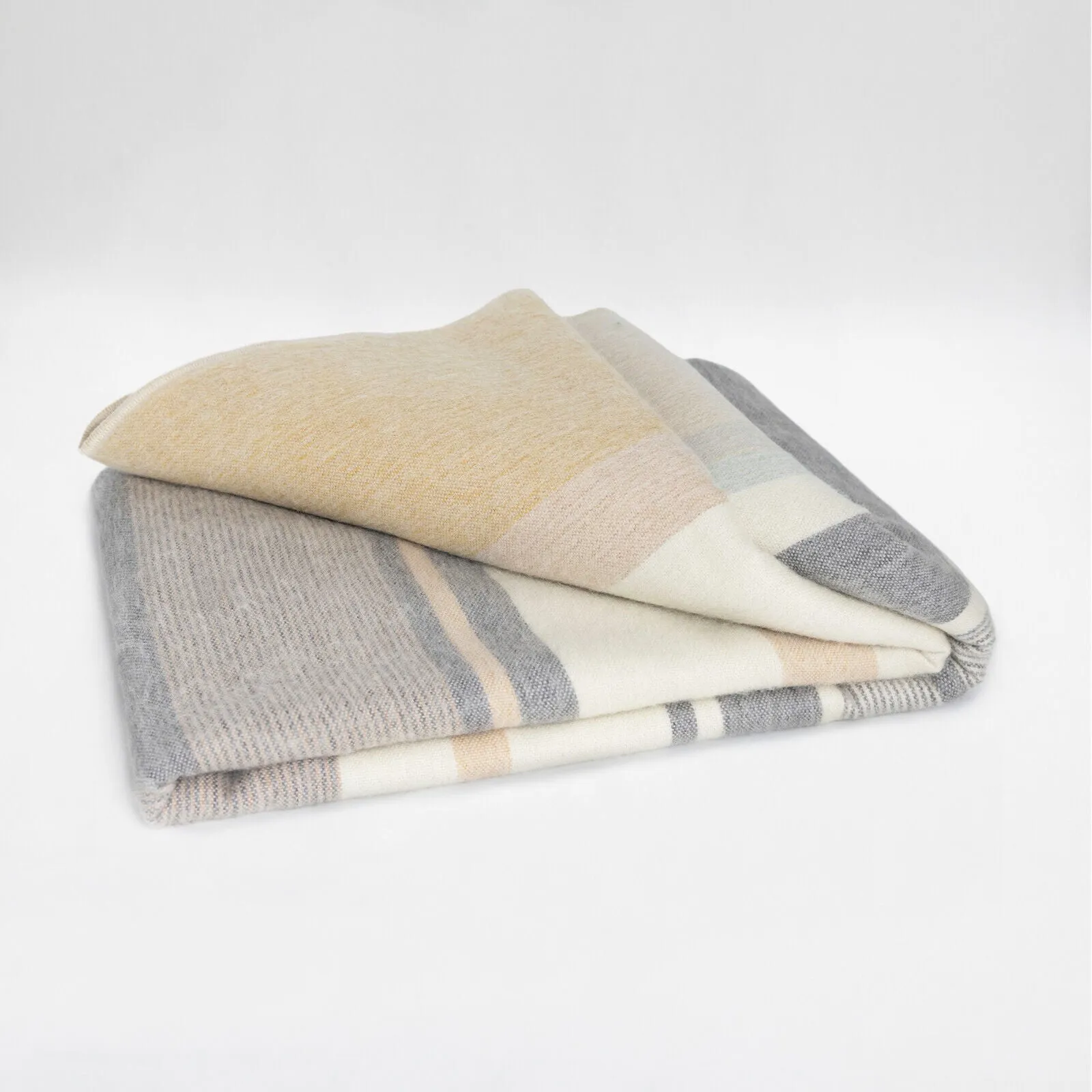 Yankuam - Baby Alpaca Wool Throw Blanket / Sofa Cover - Queen/Queen PLUS - earth sand stripes pattern