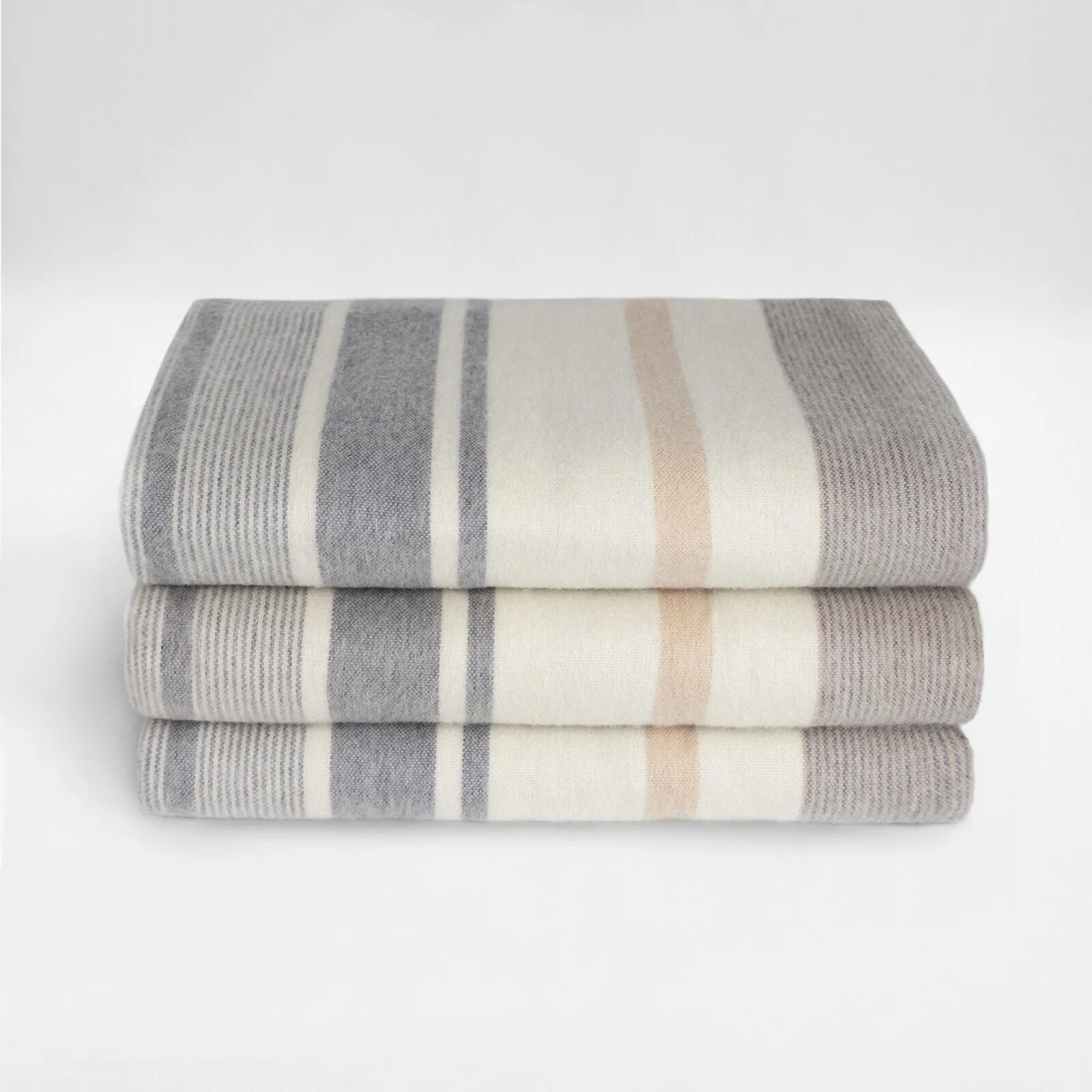 Yankuam - Baby Alpaca Wool Throw Blanket / Sofa Cover - Queen/Queen PLUS - earth sand stripes pattern