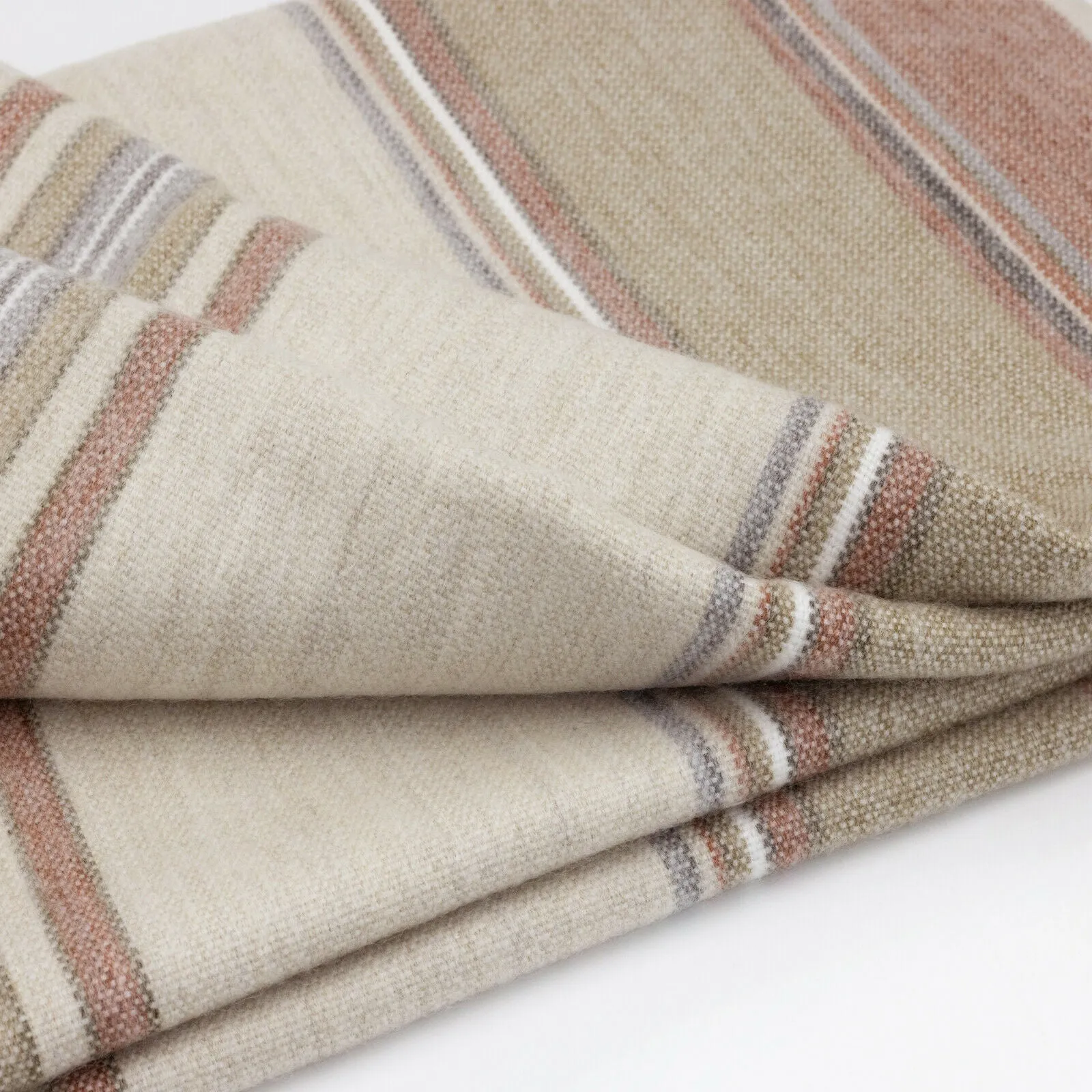 Zhumir - Baby Alpaca Wool Throw Blanket / Sofa Cover - Queen 95" x 66" - earthy stripes pattern