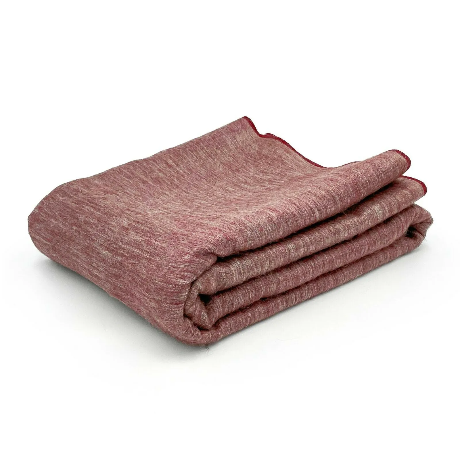 Zhuya - Baby Alpaca Wool Throw Blanket / Sofa Cover - Queen 90" x 67" - solid ecru / red mica pattern