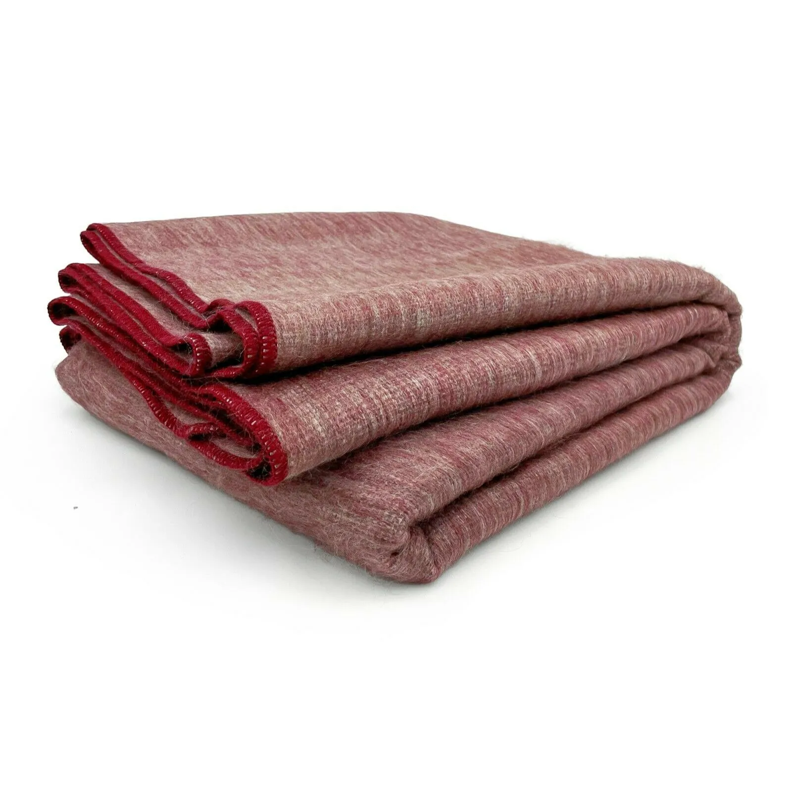 Zhuya - Baby Alpaca Wool Throw Blanket / Sofa Cover - Queen 90" x 67" - solid ecru / red mica pattern