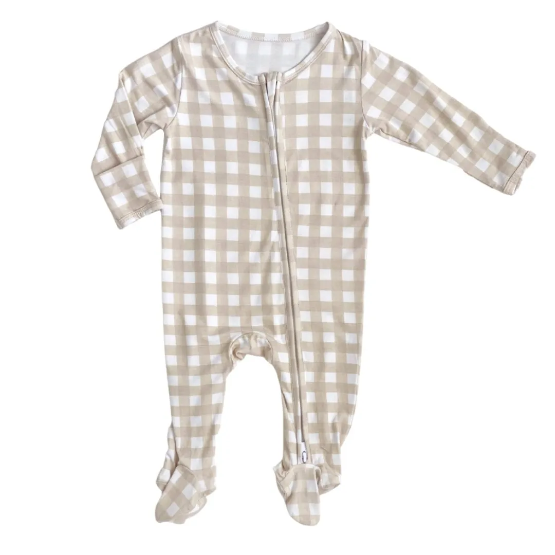 Zippered Footie in Gingham