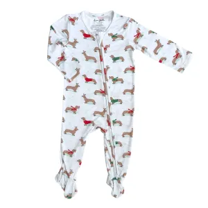 Zippered Footie in Holiday Dogs Christmas